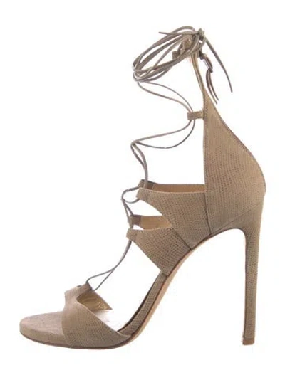Pre-owned Stuart Weitzman Leather Gladiator Sandals In Gray