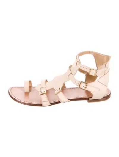 Pre-owned Stuart Weitzman Leather Gladiator Sandals In Neutral