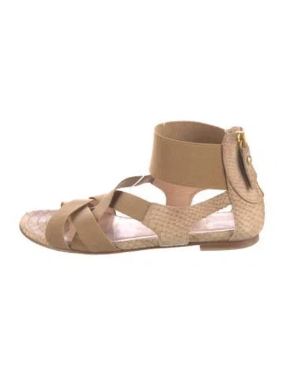 Pre-owned Stuart Weitzman Leather Gladiator Sandals In Neutral