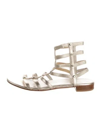 Pre-owned Stuart Weitzman Leather Gladiator Sandals In Neutrals