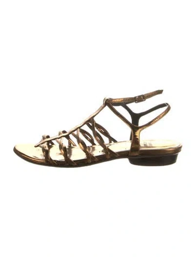Pre-owned Stuart Weitzman Leather Gladiator Sandals In Neutrals