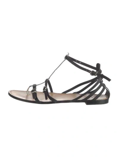Pre-owned Stuart Weitzman Leather Gladiator Sandals In Silver