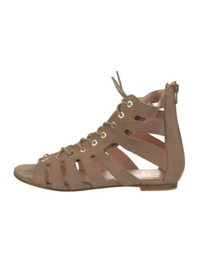 Pre-owned Stuart Weitzman Leather Gladiator Sandals W/ Tags In Brown
