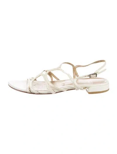 Pre-owned Stuart Weitzman Leather Gladiator Sandals In White