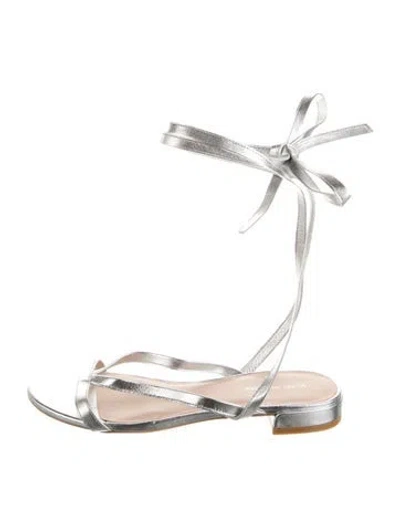 Pre-owned Stuart Weitzman Leather Gladiator Sandals In White