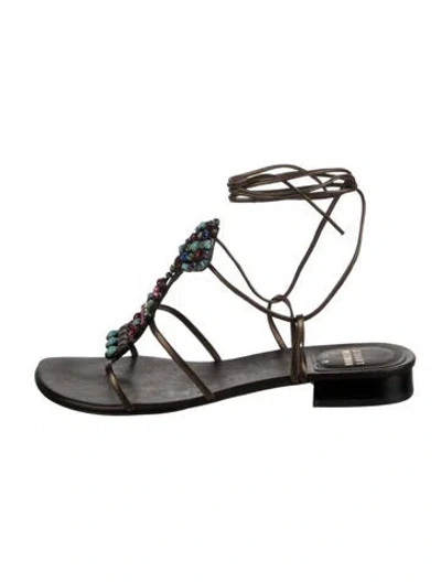 Pre-owned Stuart Weitzman Leather Gladiator Sandals In White