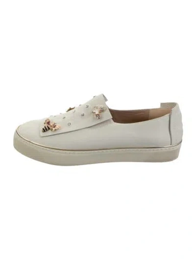 Pre-owned Stuart Weitzman Leather Graphic Print Sneakers In Neutrals