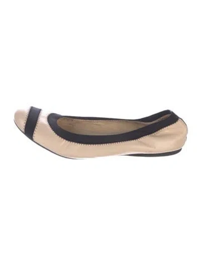 Pre-owned Stuart Weitzman Leather Grosgrain Trim Ballet Flats