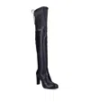 Stuart Weitzman Highland Thigh-high Heeled Leather Boots In Black