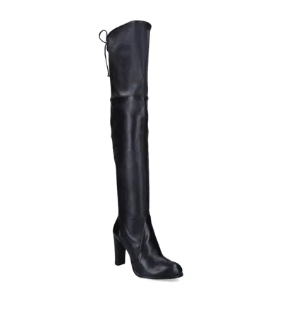 Stuart Weitzman Leather Highland Boots 95 In Black