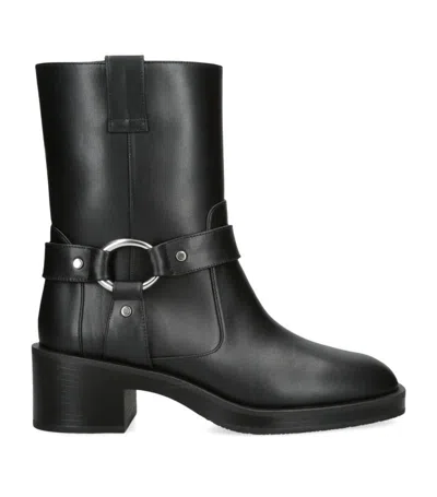 Stuart Weitzman Leather Jax Ankle Boots In Black
