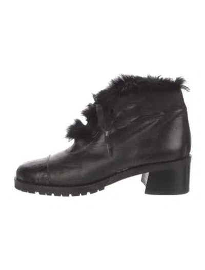 Pre-owned Stuart Weitzman Leather Lace-up Boots In Black
