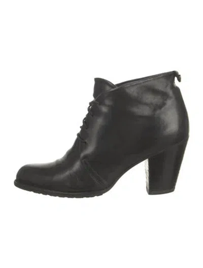 Pre-owned Stuart Weitzman Leather Lace-up Boots In Black