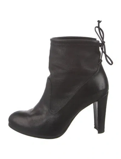Pre-owned Stuart Weitzman Leather Lace-up Boots In Black