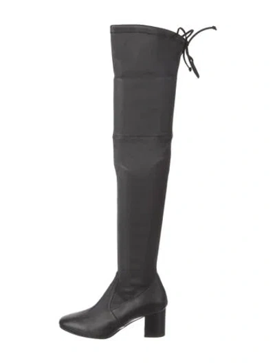 Pre-owned Stuart Weitzman Leather Lace-up Boots In Black