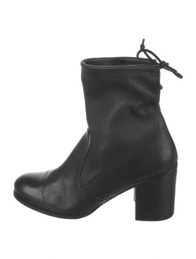 Pre-owned Stuart Weitzman Leather Lace-up Boots In Black