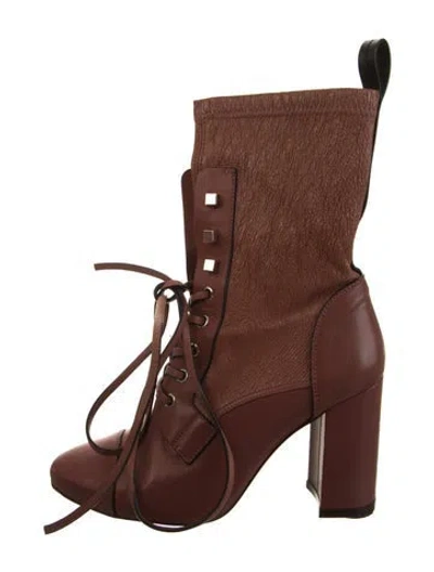 Pre-owned Stuart Weitzman Leather Lace-up Boots In Brown