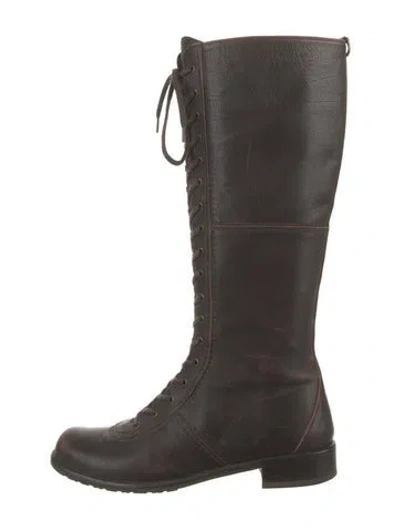 Pre-owned Stuart Weitzman Leather Lace-up Boots In Brown