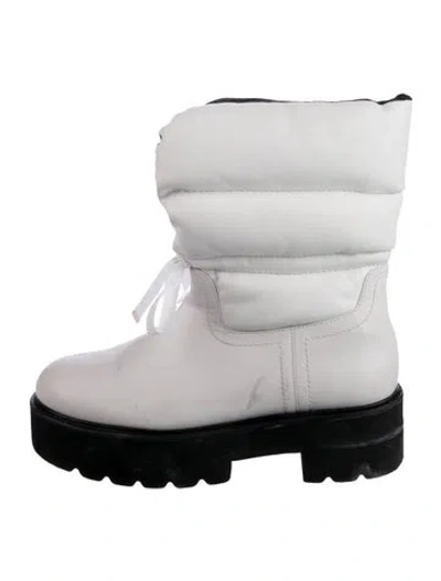 Pre-owned Stuart Weitzman Leather Lace-up Boots In White