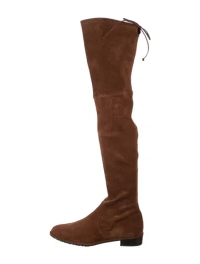 Pre-owned Stuart Weitzman Leather Lasercut Accents Boots In Multi