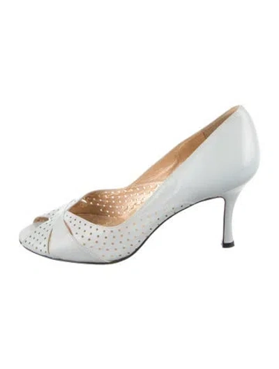 Pre-owned Stuart Weitzman Leather Lasercut Accents Pumps In Blue