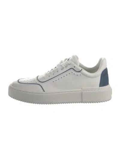 Pre-owned Stuart Weitzman Leather Lasercut Accents Sneakers In White