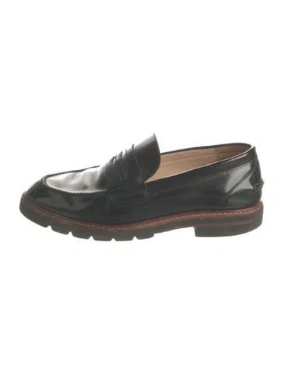 Pre-owned Stuart Weitzman Leather Loafers In Black