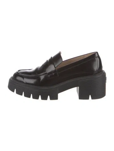 Pre-owned Stuart Weitzman Leather Loafers In Black