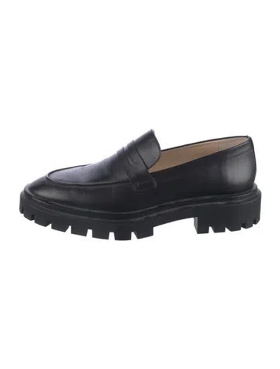 Pre-owned Stuart Weitzman Leather Loafers In Black