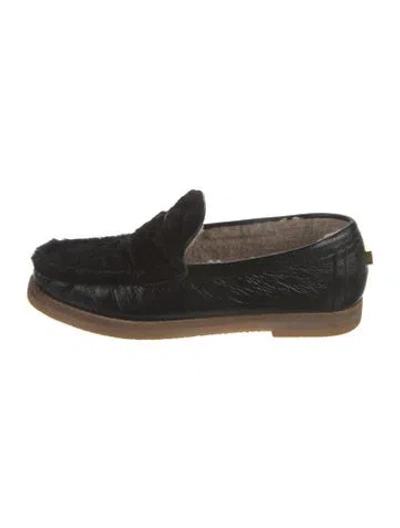 Pre-owned Stuart Weitzman Leather Loafers In Black