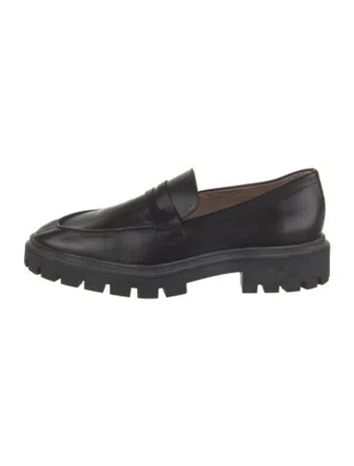 Pre-owned Stuart Weitzman Leather Loafers In Black