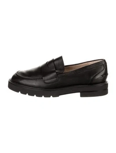 Pre-owned Stuart Weitzman Leather Loafers In Black