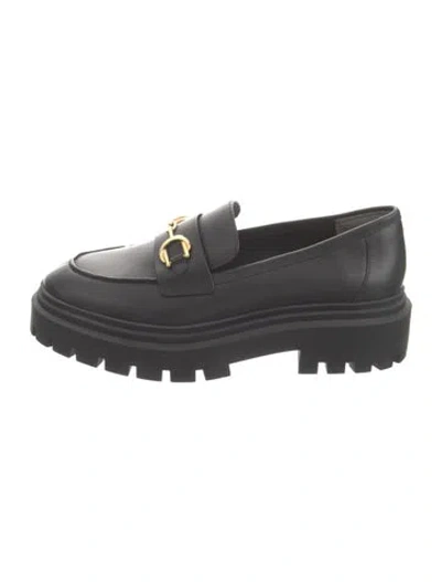 Pre-owned Stuart Weitzman Leather Loafers In Black