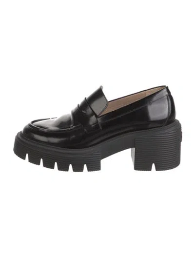 Pre-owned Stuart Weitzman Leather Loafers In Black