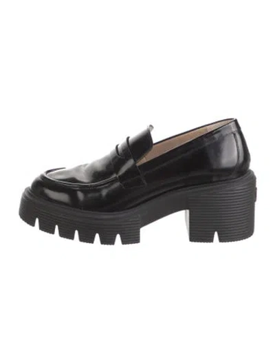 Pre-owned Stuart Weitzman Leather Loafers In Black