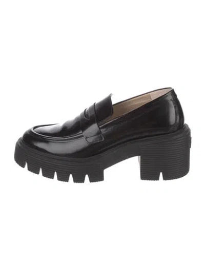 Pre-owned Stuart Weitzman Leather Loafers In Black