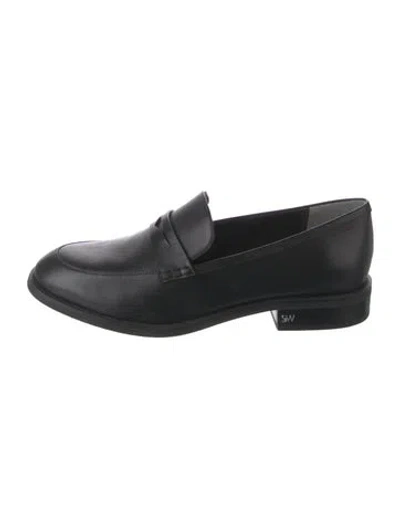 Pre-owned Stuart Weitzman Leather Loafers In Black