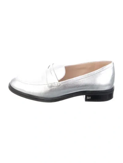 Pre-owned Stuart Weitzman Leather Loafers In Silver