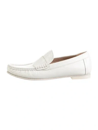 Pre-owned Stuart Weitzman Leather Loafers In White