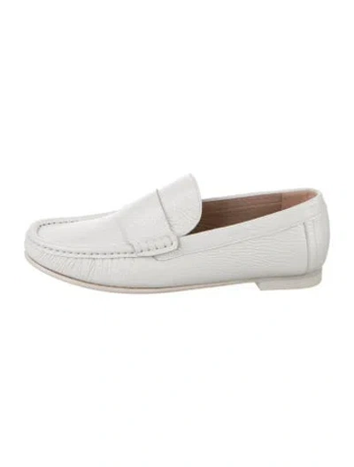 Pre-owned Stuart Weitzman Leather Loafers In White