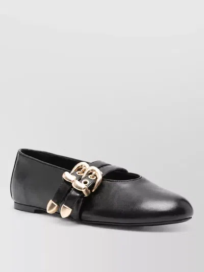 Stuart Weitzman Leather Mary Jane Ballerina Shoes In Black
