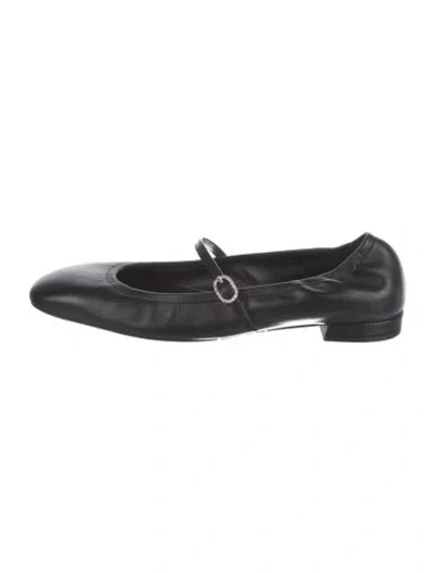 Pre-owned Stuart Weitzman Leather Mary Jane Flats In Black