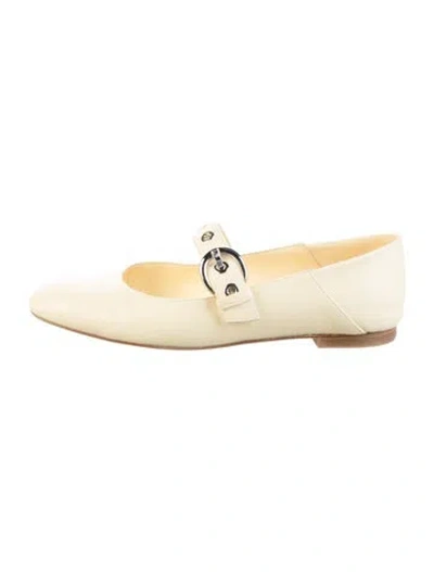 Pre-owned Stuart Weitzman Leather Mary Jane Flats In Yellow