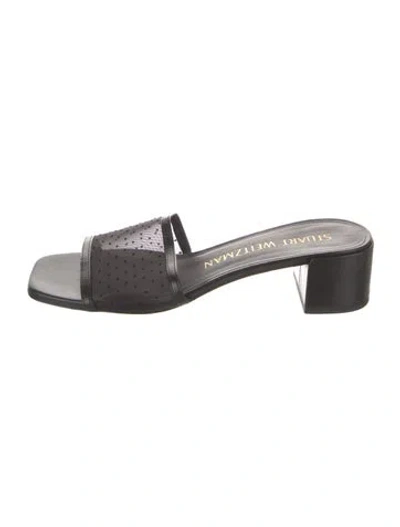Pre-owned Stuart Weitzman Leather Mesh Accents Slides In Multi