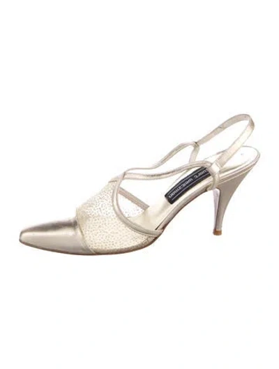 Pre-owned Stuart Weitzman Leather Mesh Accents Slingback Pumps