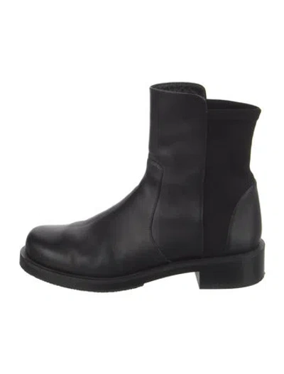Pre-owned Stuart Weitzman Leather Moto Boots In Black