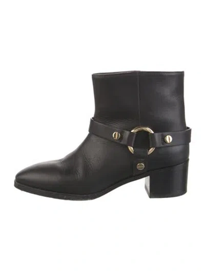 Pre-owned Stuart Weitzman Leather Moto Boots In Black