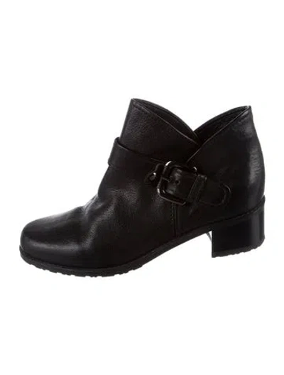 Pre-owned Stuart Weitzman Leather Moto Boots In Black