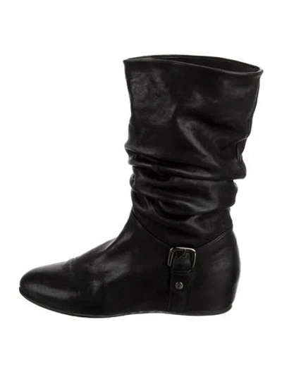 Pre-owned Stuart Weitzman Leather Moto Boots In Black