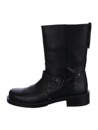 Pre-owned Stuart Weitzman Leather Moto Boots In Black